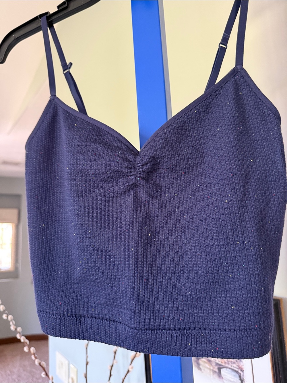 aerie Navy Ribbed Sparkle Cami